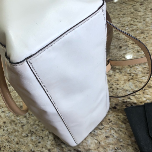 Kate Spade Off White Tan Pippa Parnell Street Leather Satchel Beige w/ Wallet - Picture 9 of 13